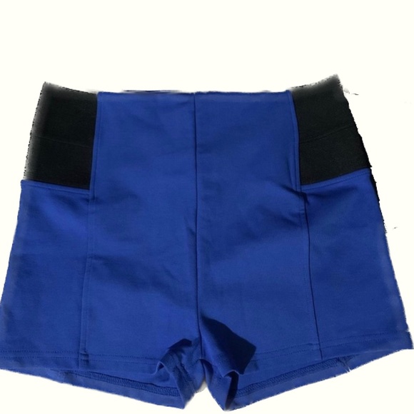 Blue elastic waist shorts LARGE - Picture 1 of 6